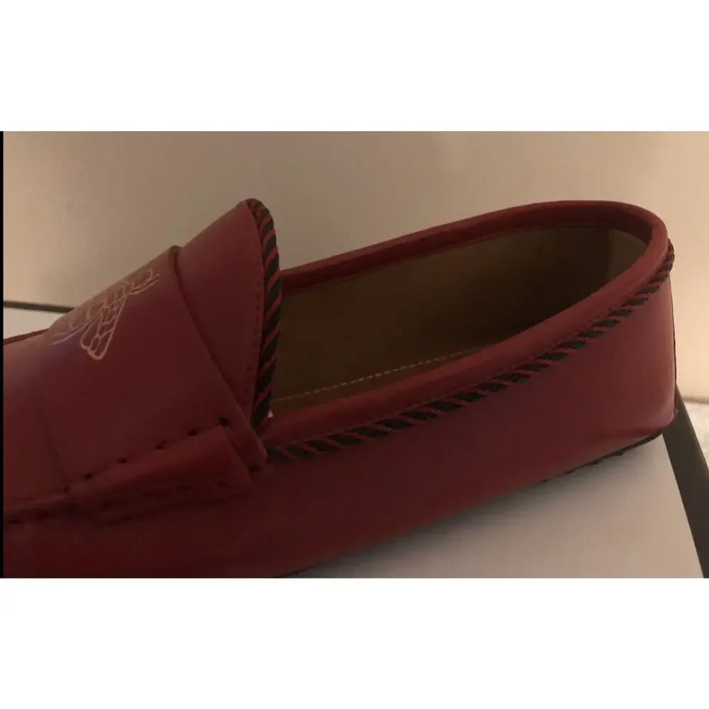 NIB Gucci Kanye Web Trim Red Leather Bee Detail Drivers Size 6.5EU/7.5US $620.00